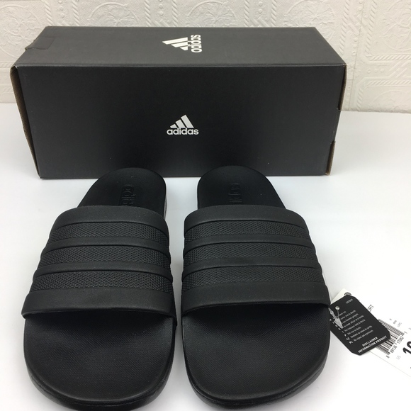 adidas black comfort slides